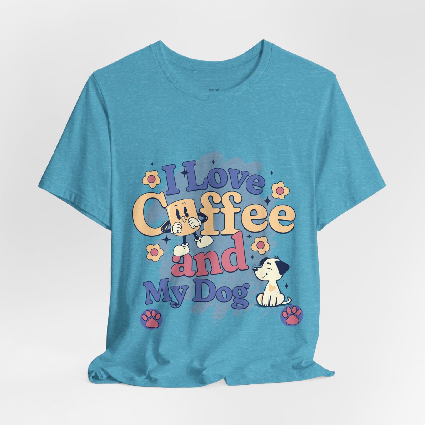 I Love Coffee and My Dog Retro Style Cute Tee - Perfect for Pet Lovers & Coffee Fans!