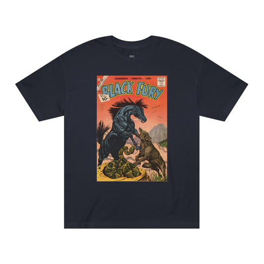 Black Fury Vintage Comic Tee July - Retro Horse Adventure Graphic T-Shirt
