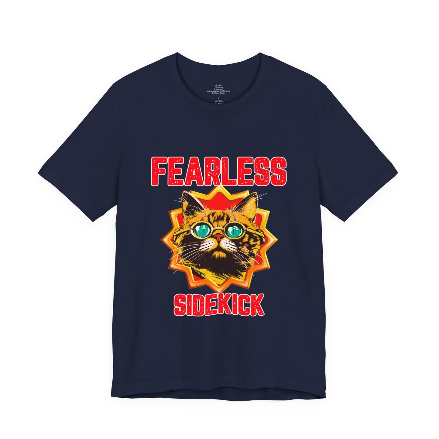 Fearless Sidekick Cat T-Shirt | Retro Neon Cat Graphic Tee