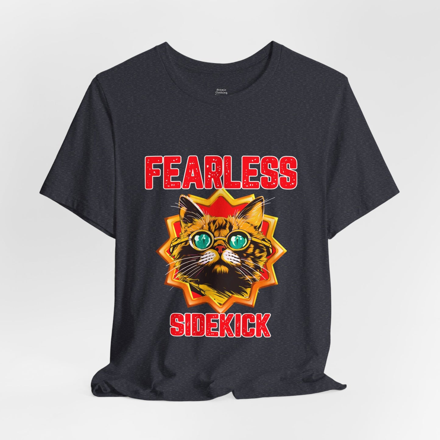 Fearless Sidekick Cat T-Shirt | Retro Neon Cat Graphic Tee
