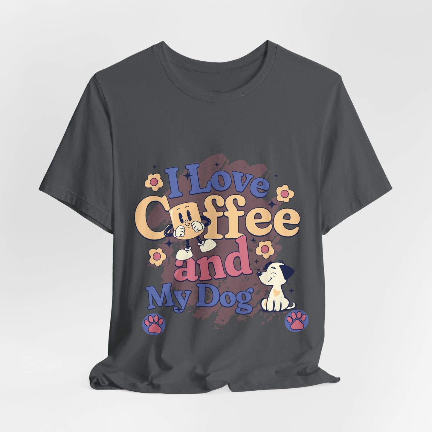 I Love Coffee and My Dog  Retro Style Cute Tee - Perfect for Pet Lovers & Coffee Fans!