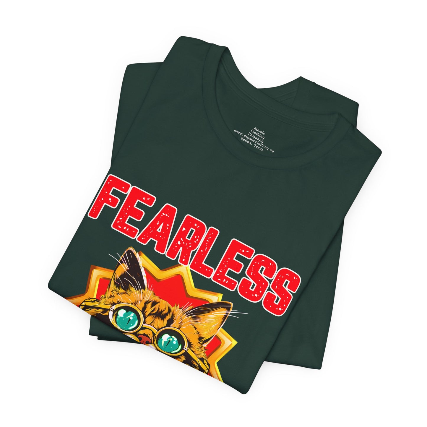 Fearless Sidekick Cat T-Shirt | Retro Neon Cat Graphic Tee
