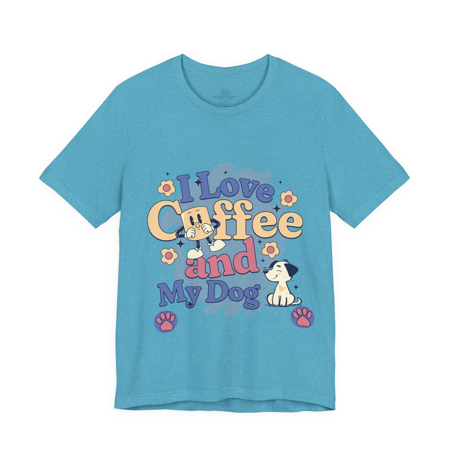 I Love Coffee and My Dog  Retro Style Cute Tee - Perfect for Pet Lovers & Coffee Fans!