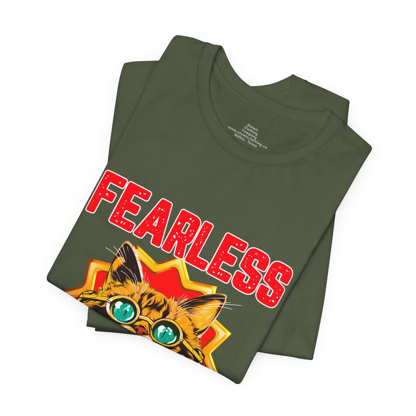Fearless Sidekick Cat T-Shirt | Retro Neon Cat Graphic Tee