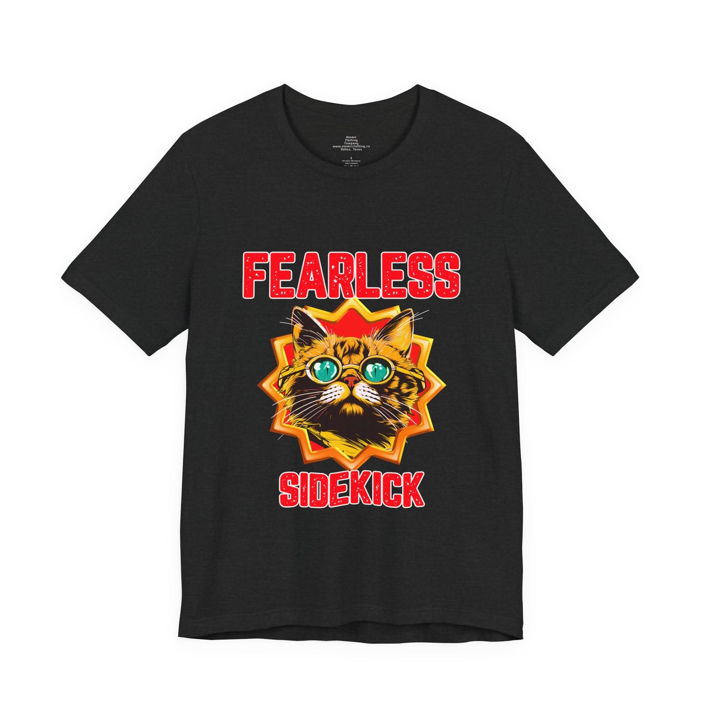 Fearless Sidekick Cat T-Shirt | Retro Neon Cat Graphic Tee