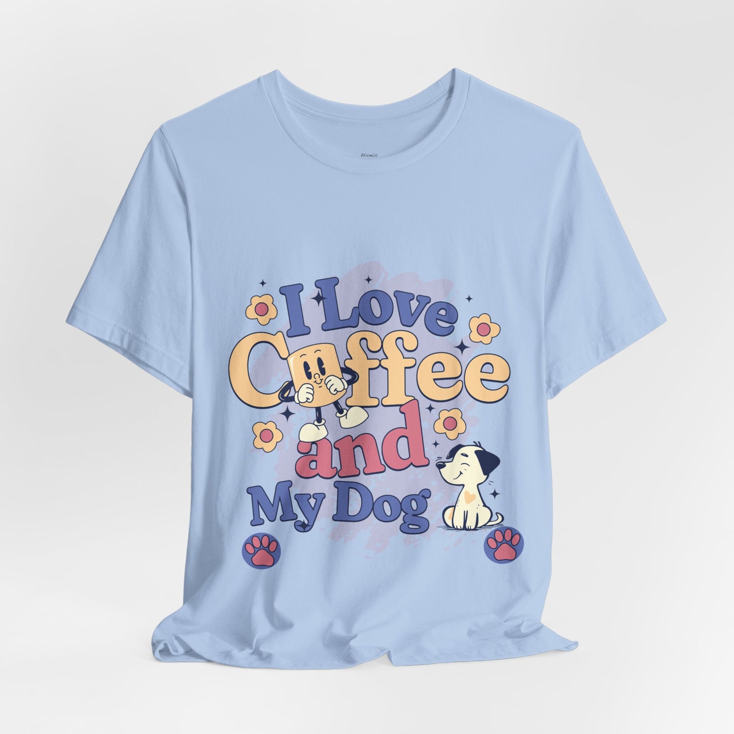I Love Coffee and My Dog  Retro Style Cute Tee - Perfect for Pet Lovers & Coffee Fans!