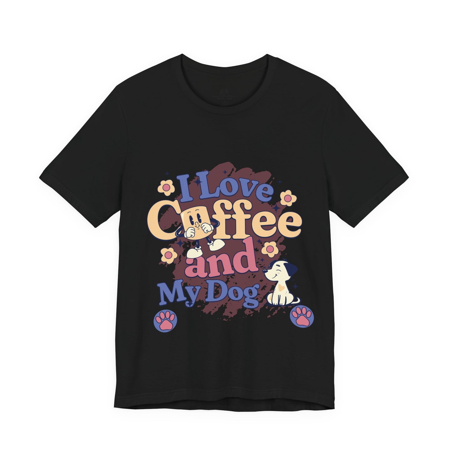 I Love Coffee and My Dog  Retro Style Cute Tee - Perfect for Pet Lovers & Coffee Fans!