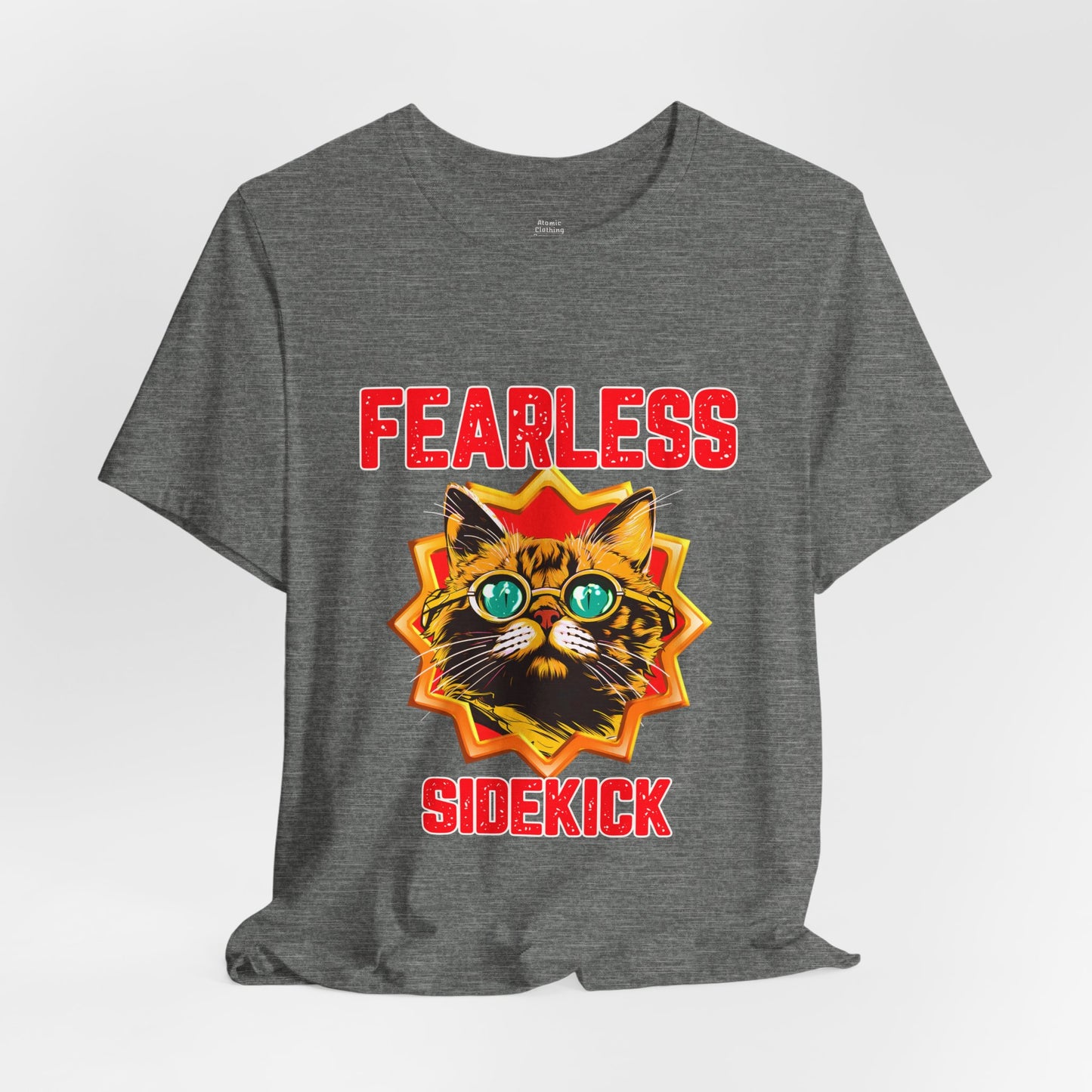 Fearless Sidekick Cat T-Shirt | Retro Neon Cat Graphic Tee