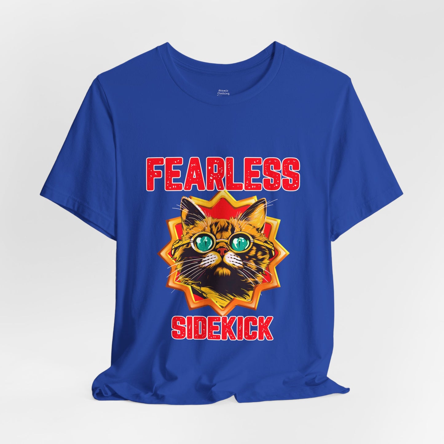Fearless Sidekick Cat T-Shirt | Retro Neon Cat Graphic Tee
