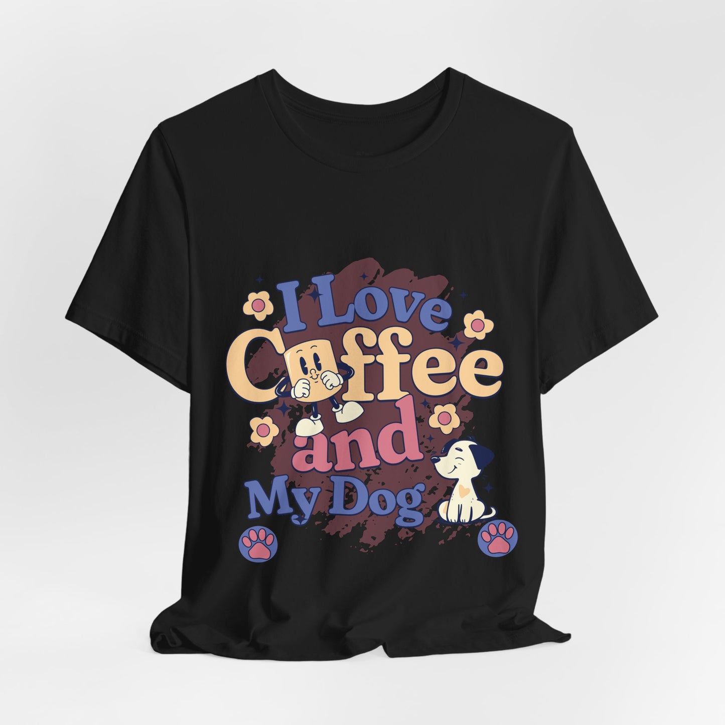 I Love Coffee and My Dog  Retro Style Cute Tee - Perfect for Pet Lovers & Coffee Fans!