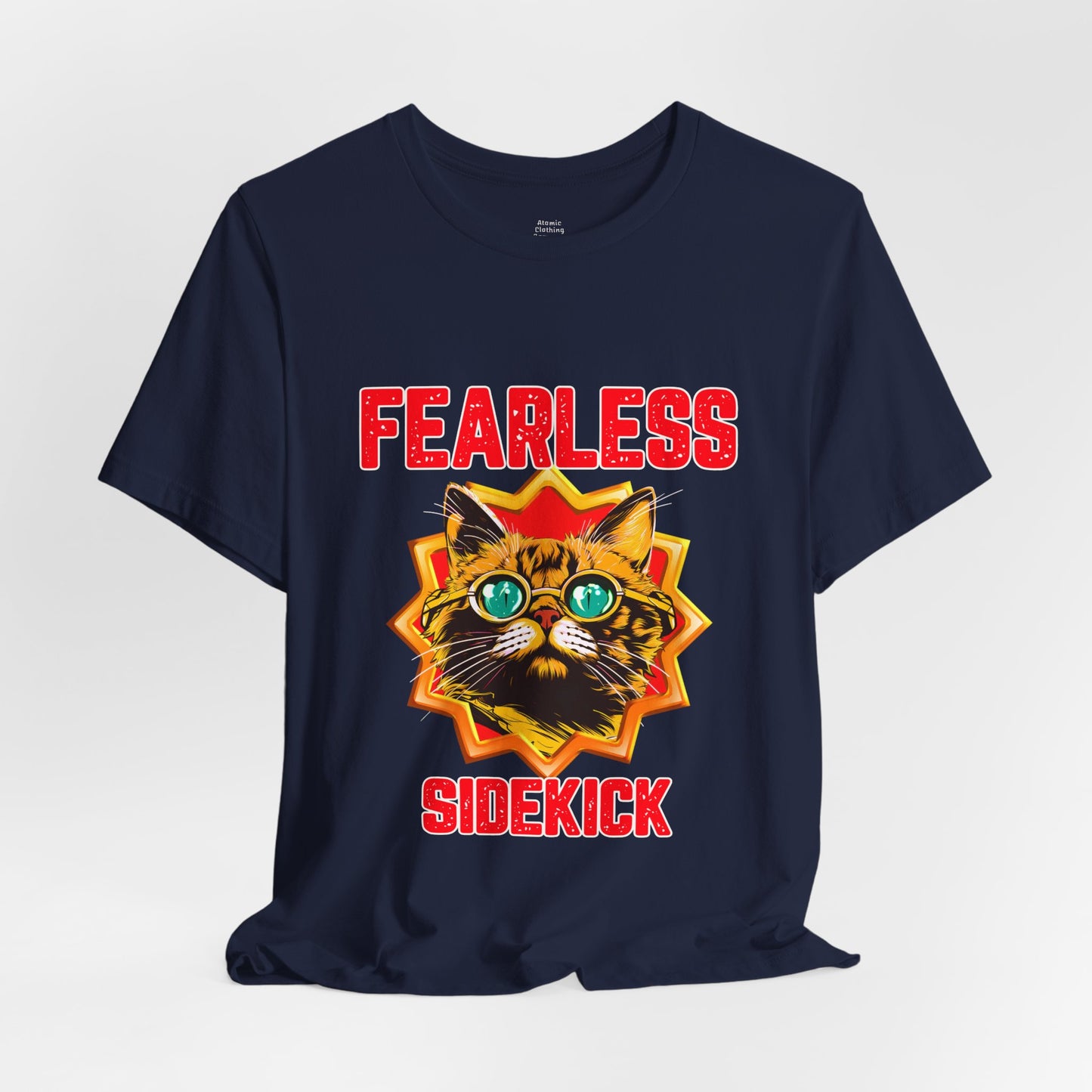 Fearless Sidekick Cat T-Shirt | Retro Neon Cat Graphic Tee