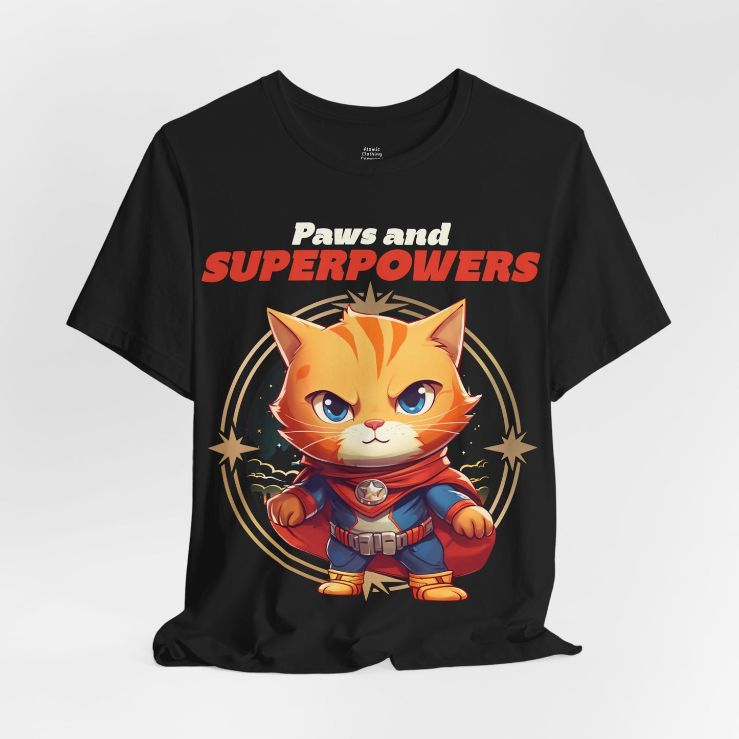 Paws and Superpowers Cat Hero T-Shirt | Cute Superhero Kitty Tee