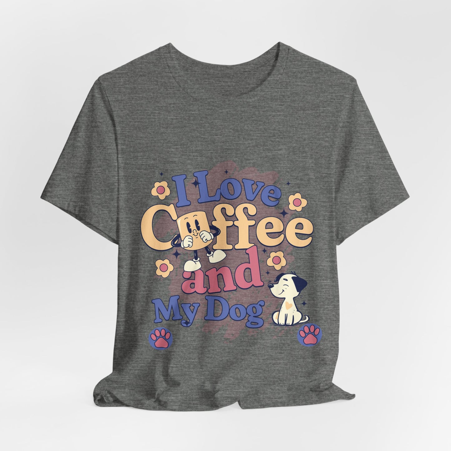 I Love Coffee and My Dog  Retro Style Cute Tee - Perfect for Pet Lovers & Coffee Fans!