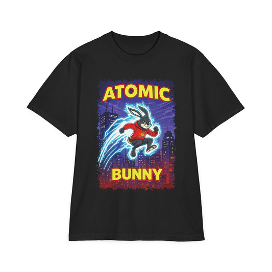 Atomic Bunny Graphic T-Shirt - Retro Superhero Rabbit Tee