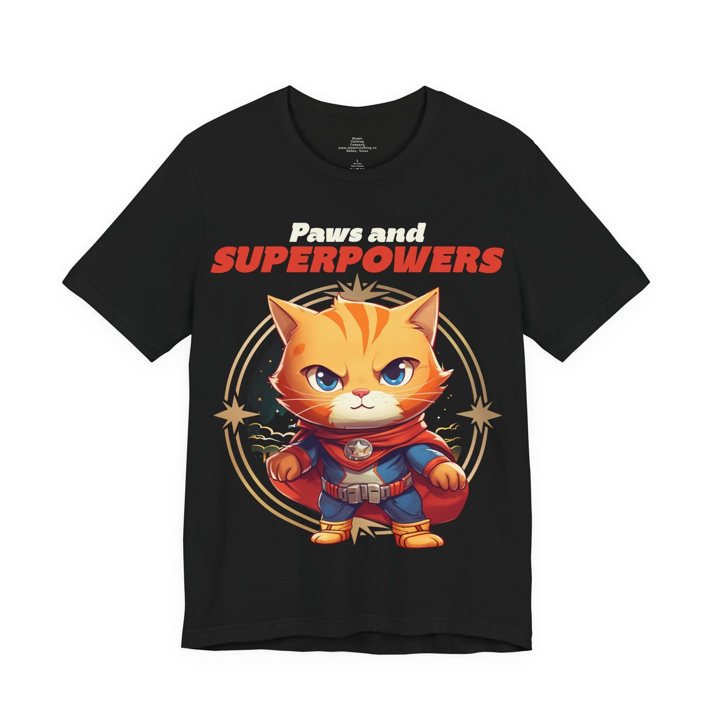 Paws and Superpowers Cat Hero T-Shirt | Cute Superhero Kitty Tee