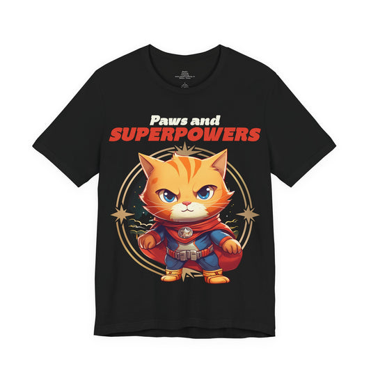 Paws and Superpowers Cat Hero T-Shirt | Cute Superhero Kitty Tee