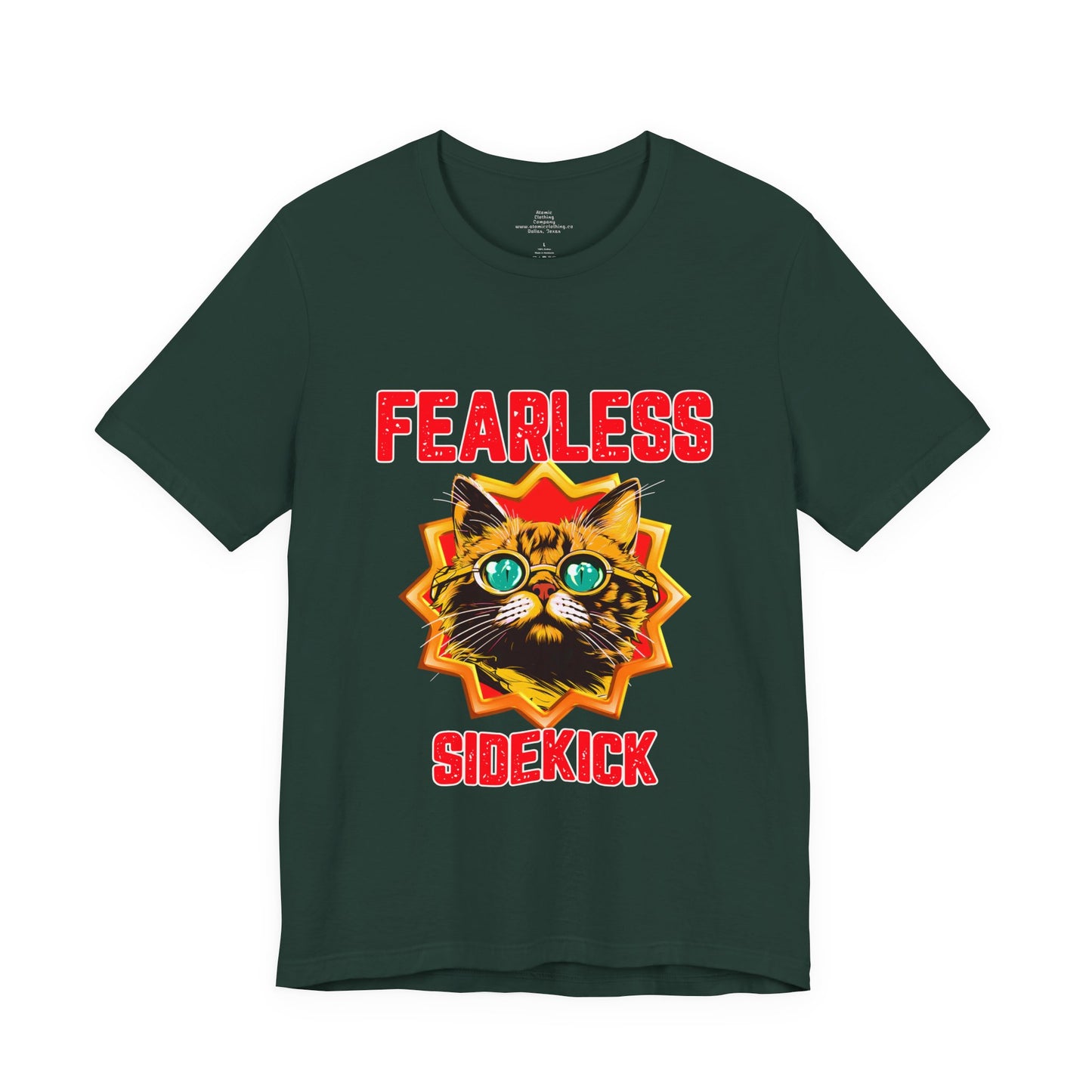 Fearless Sidekick Cat T-Shirt | Retro Neon Cat Graphic Tee