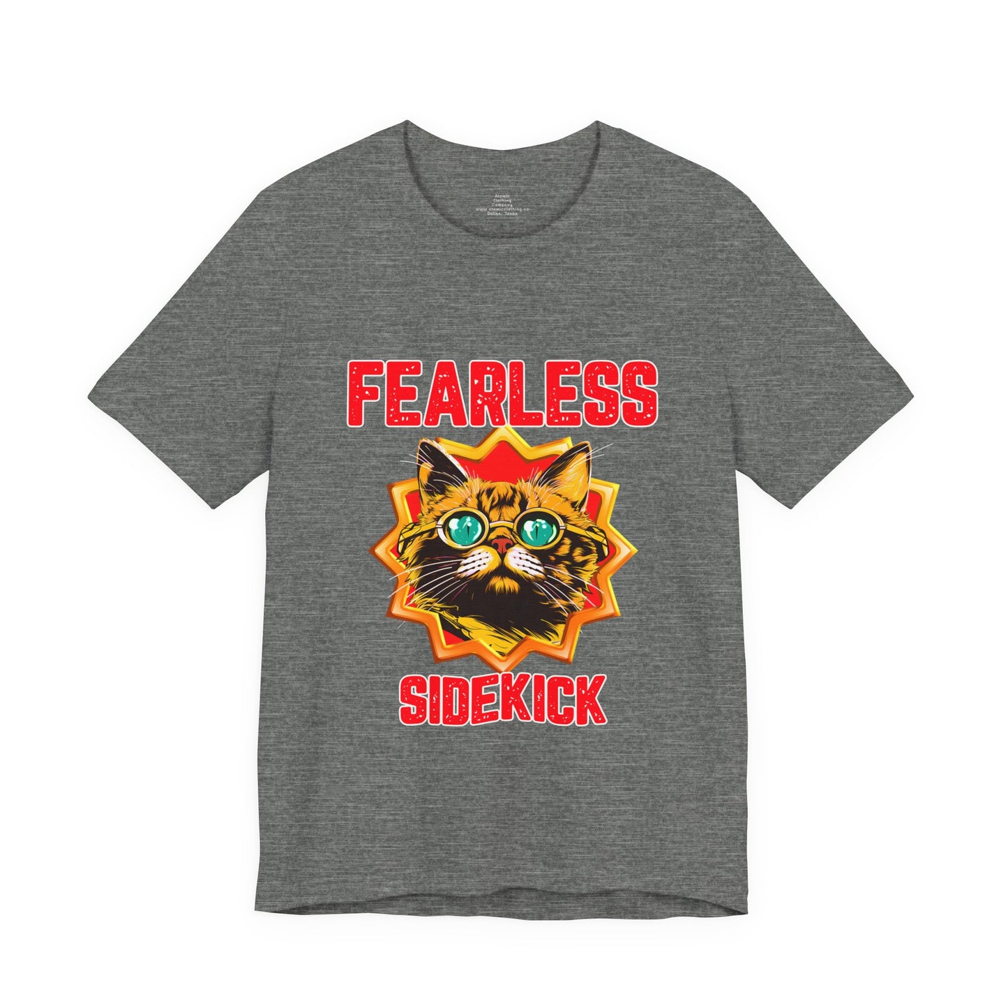 Fearless Sidekick Cat T-Shirt | Retro Neon Cat Graphic Tee