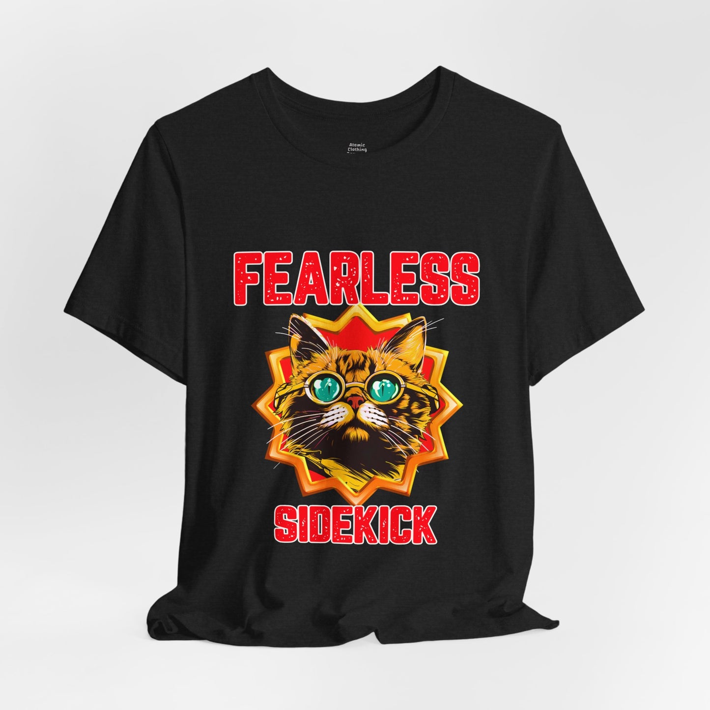 Fearless Sidekick Cat T-Shirt | Retro Neon Cat Graphic Tee