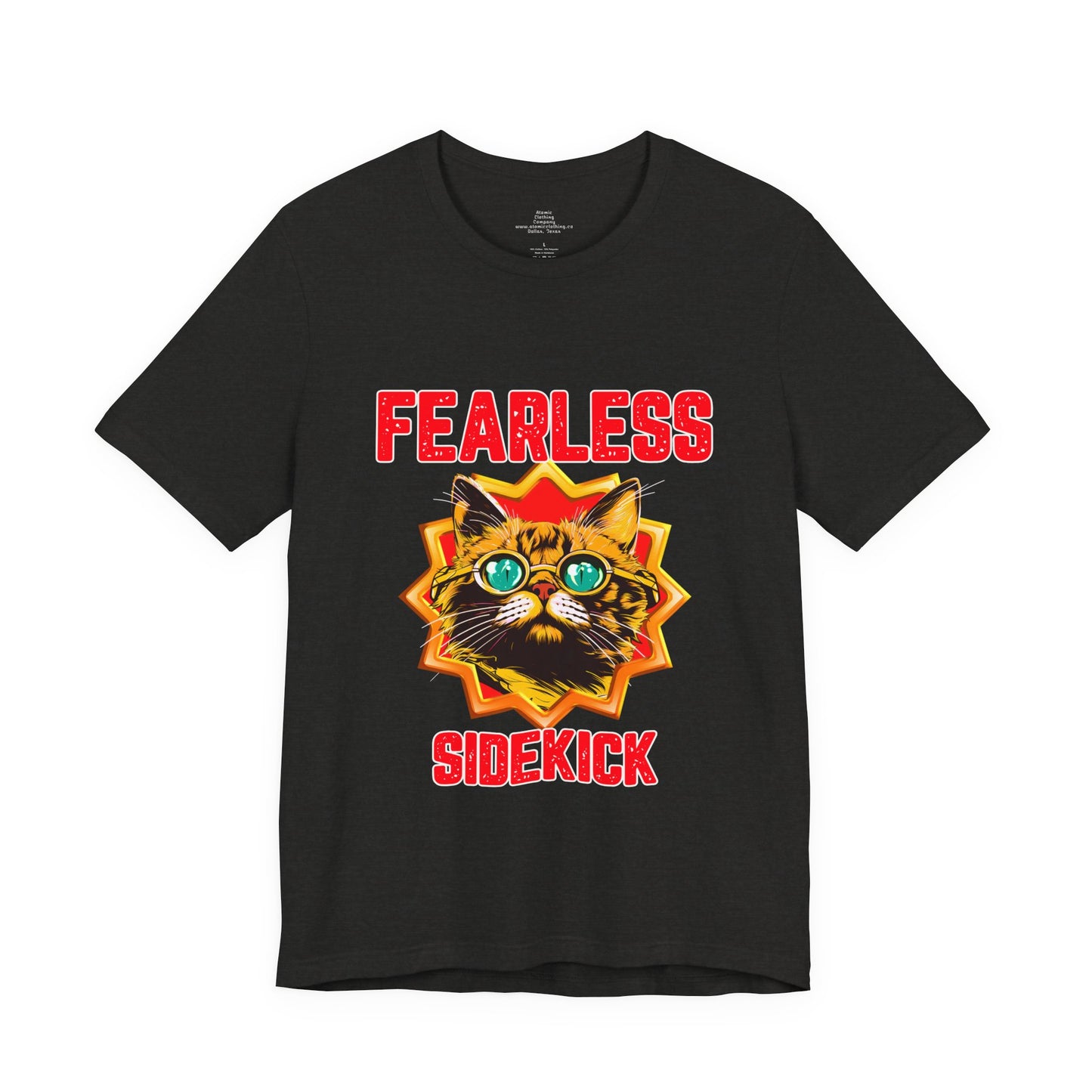 Fearless Sidekick Cat T-Shirt | Retro Neon Cat Graphic Tee