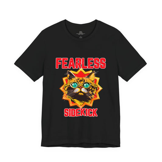 Fearless Sidekick Cat T-Shirt | Retro Neon Cat Graphic Tee