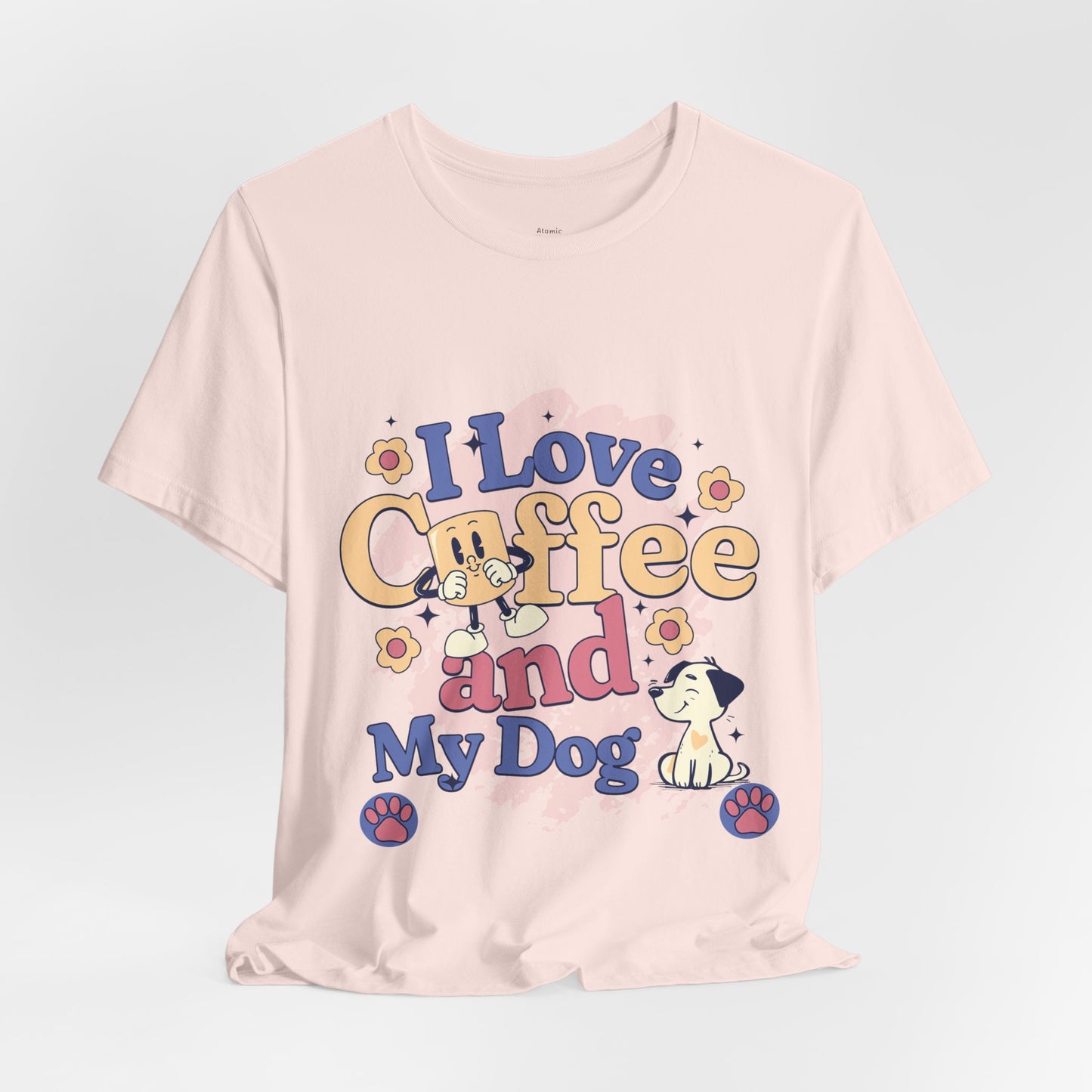 I Love Coffee and My Dog  Retro Style Cute Tee - Perfect for Pet Lovers & Coffee Fans!