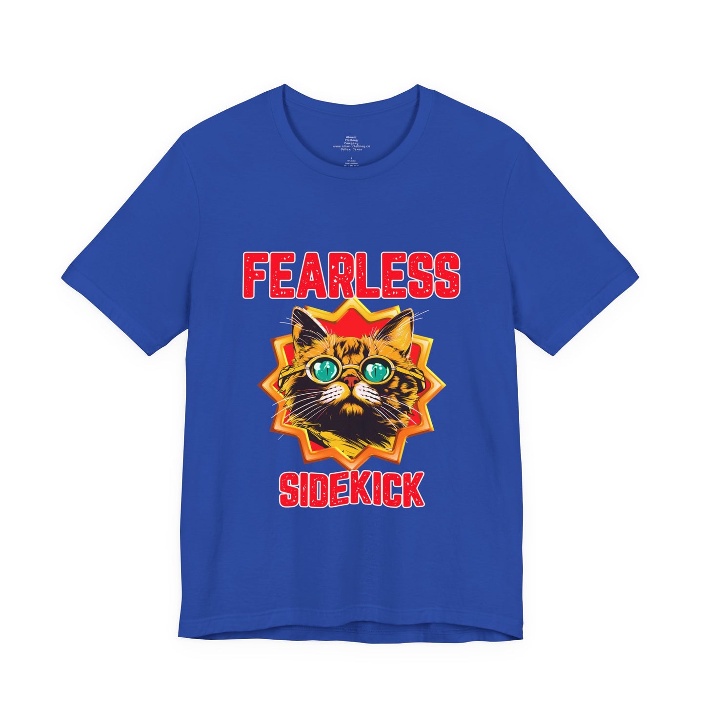 Fearless Sidekick Cat T-Shirt | Retro Neon Cat Graphic Tee