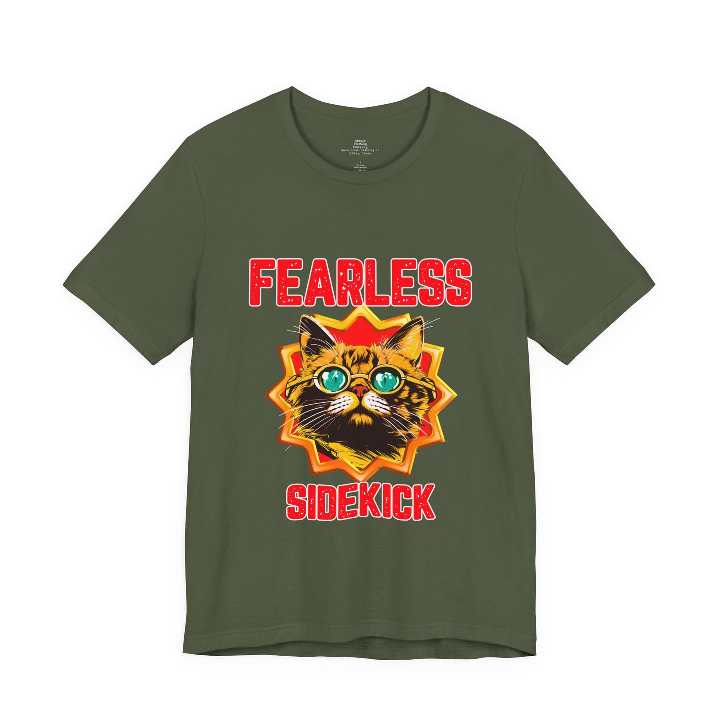 Fearless Sidekick Cat T-Shirt | Retro Neon Cat Graphic Tee
