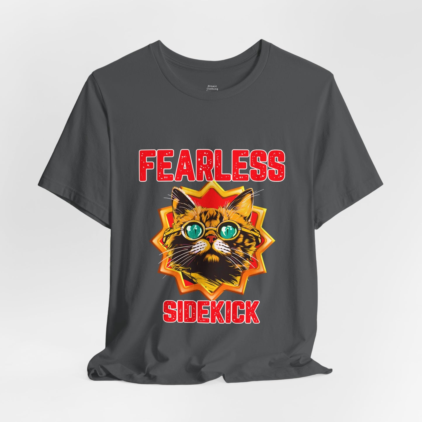 Fearless Sidekick Cat T-Shirt | Retro Neon Cat Graphic Tee