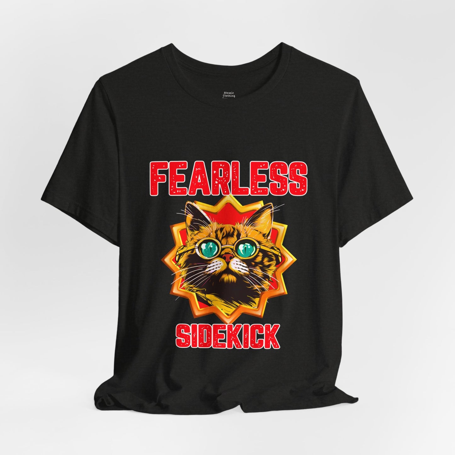 Fearless Sidekick Cat T-Shirt | Retro Neon Cat Graphic Tee