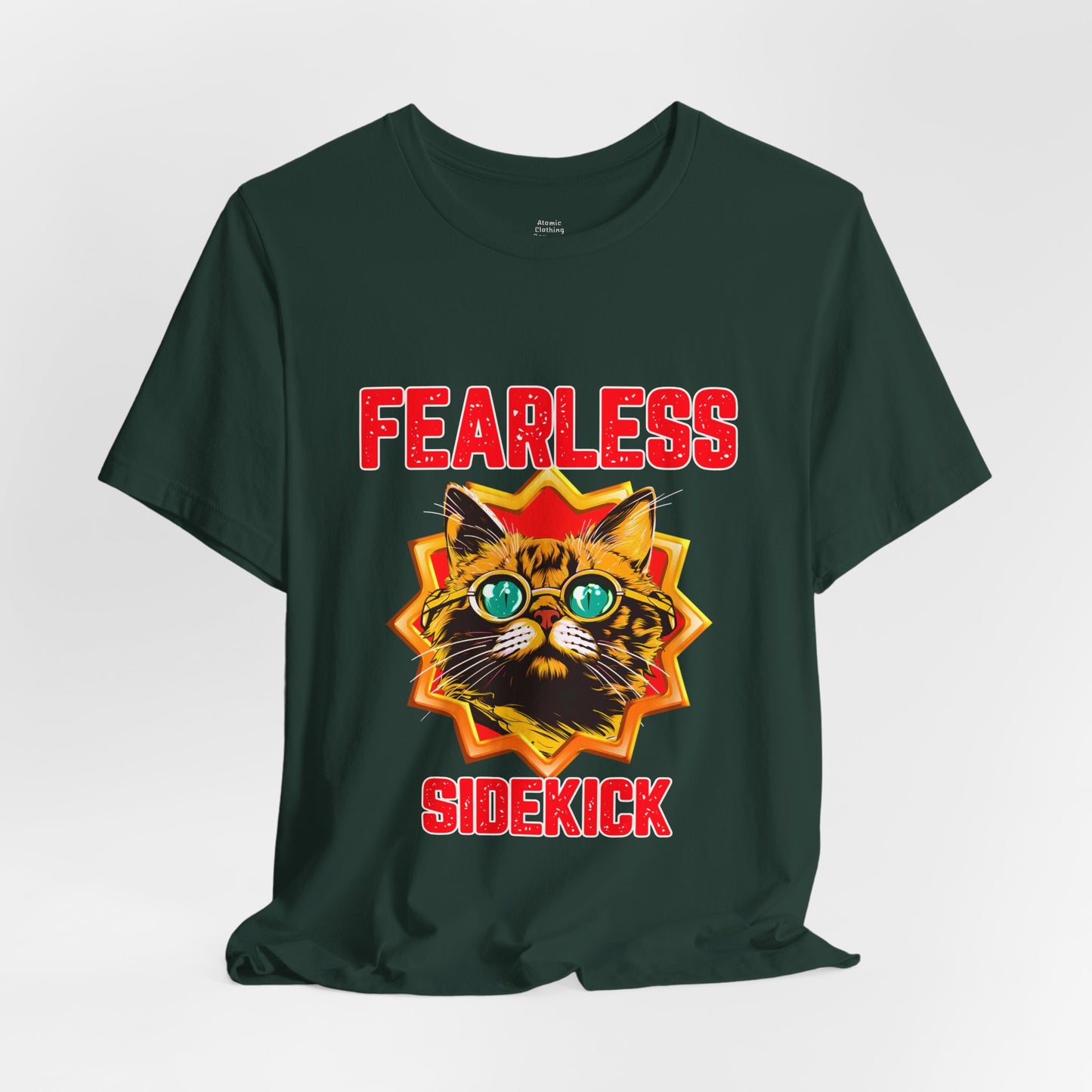 Fearless Sidekick Cat T-Shirt | Retro Neon Cat Graphic Tee